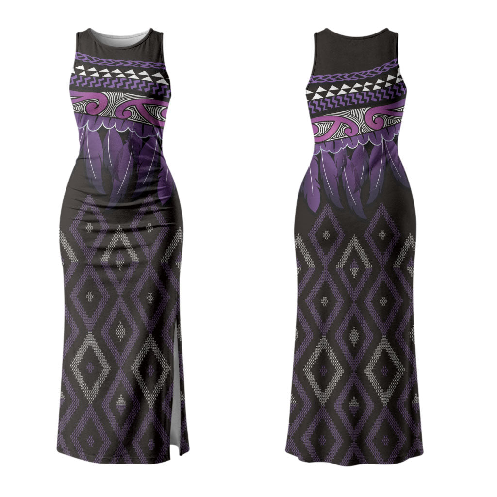 Aotearoa Maori Ngati Porou Iwi Couples Matching Tank Maxi Dress and Hawaiian Shirt Korowai Tukutuku Kaokao Motifs