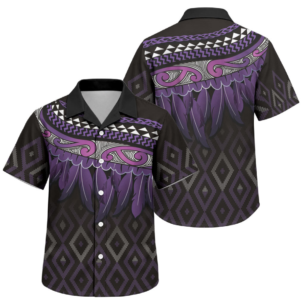 Aotearoa Maori Ngati Porou Iwi Family Matching Short Sleeve Bodycon Dress and Hawaiian Shirt Korowai Tukutuku Kaokao Motifs