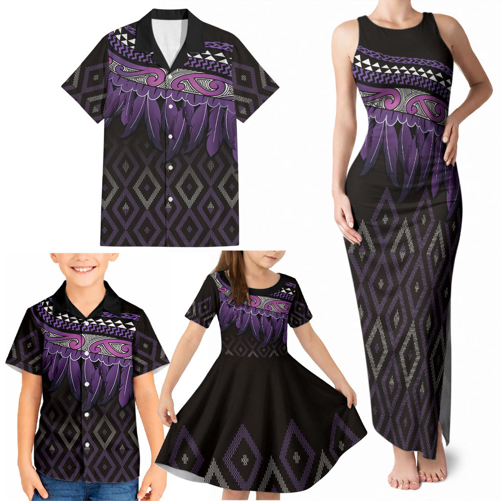 Aotearoa Maori Ngati Porou Iwi Family Matching Tank Maxi Dress and Hawaiian Shirt Korowai Tukutuku Kaokao Motifs LT7 - Polynesian Pride