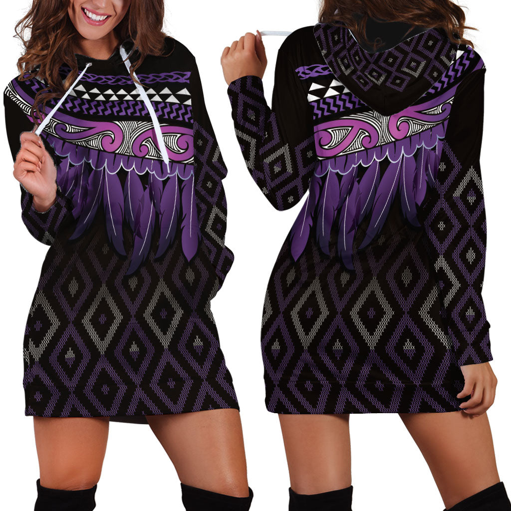 Aotearoa Maori Ngati Porou Iwi Hoodie Dress Korowai Tukutuku Kaokao Motifs