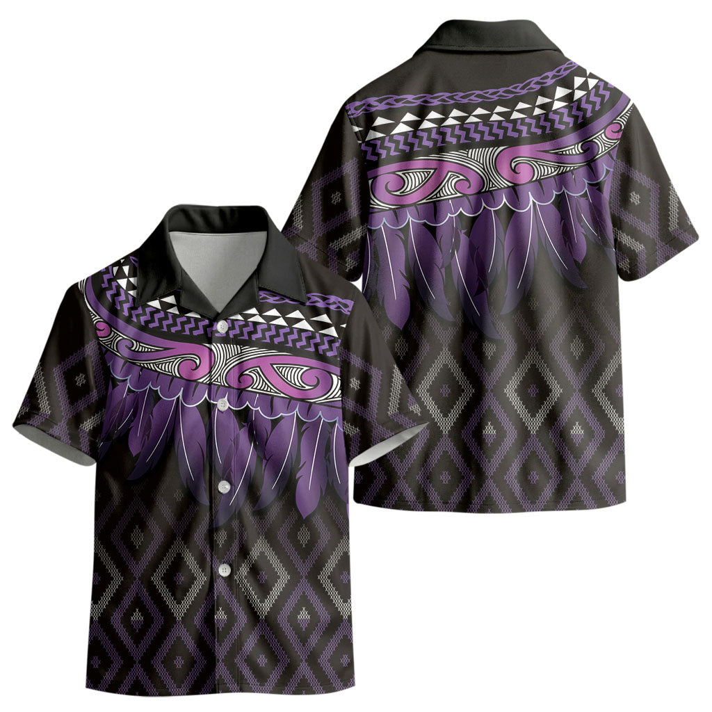 Aotearoa Maori Ngati Porou Iwi Kid Hawaiian Shirt Korowai Tukutuku Kaokao Motifs