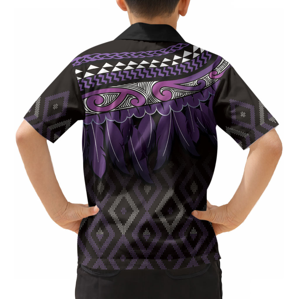 Aotearoa Maori Ngati Porou Iwi Kid Hawaiian Shirt Korowai Tukutuku Kaokao Motifs