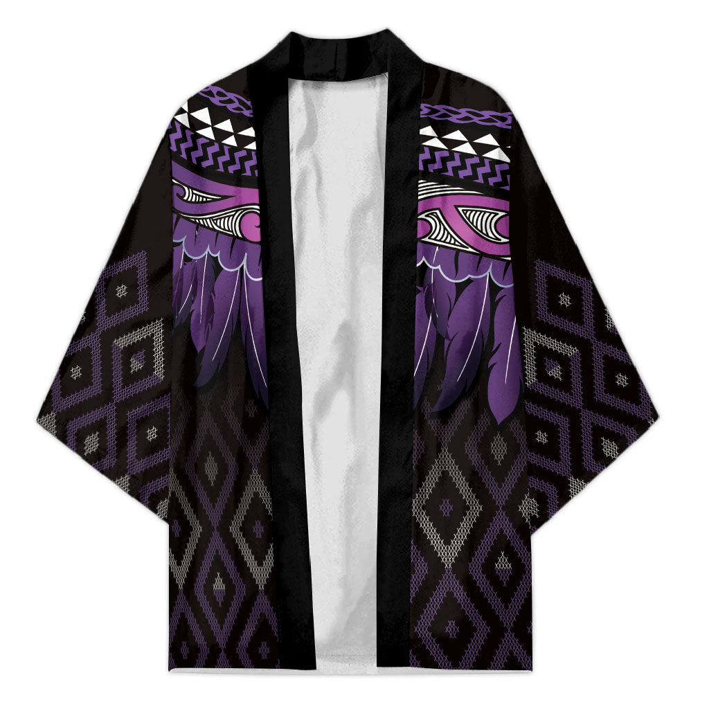 Aotearoa Maori Ngati Porou Iwi Kimono Korowai Tukutuku Kaokao Motifs LT7 Unisex Purple - Polynesian Pride