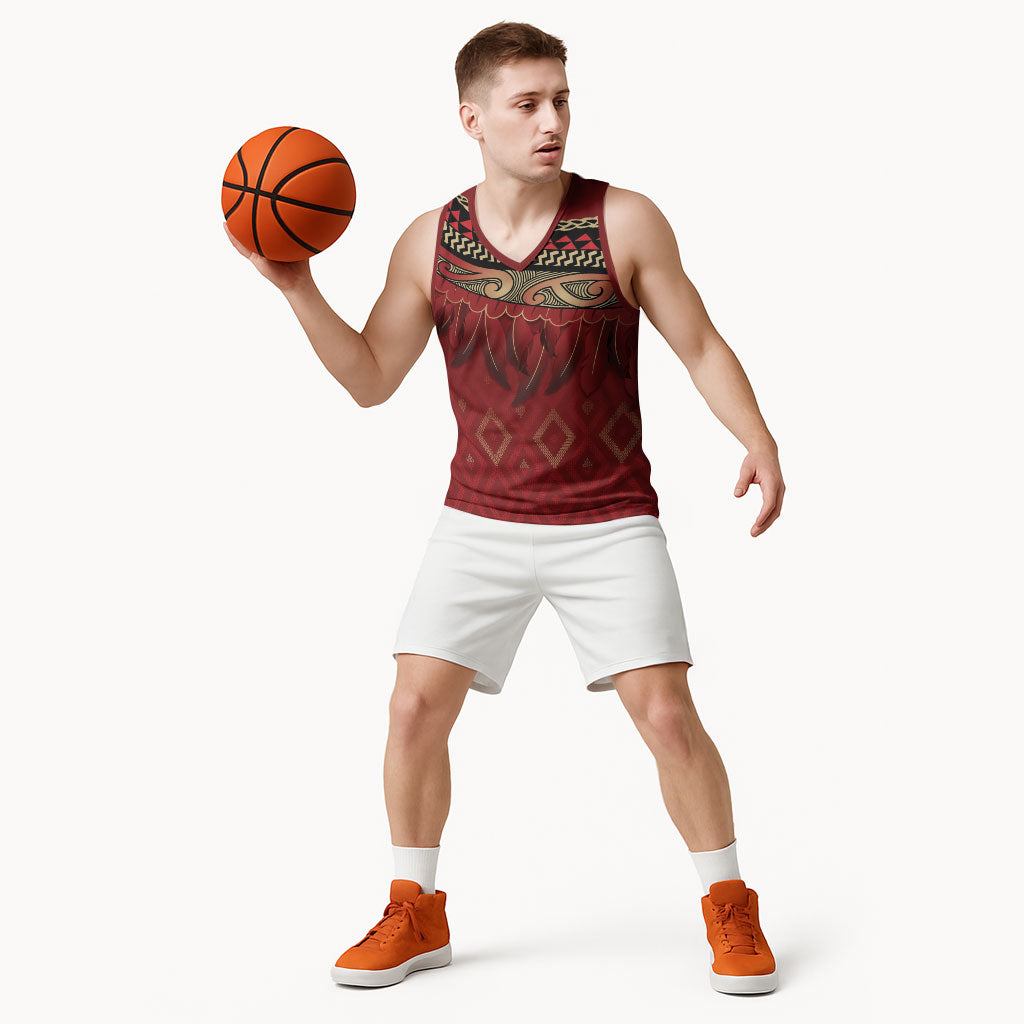 Aotearoa Maori Waikato Tainui Iwi Basketball Jersey Korowai Tukutuku Kaokao Motifs