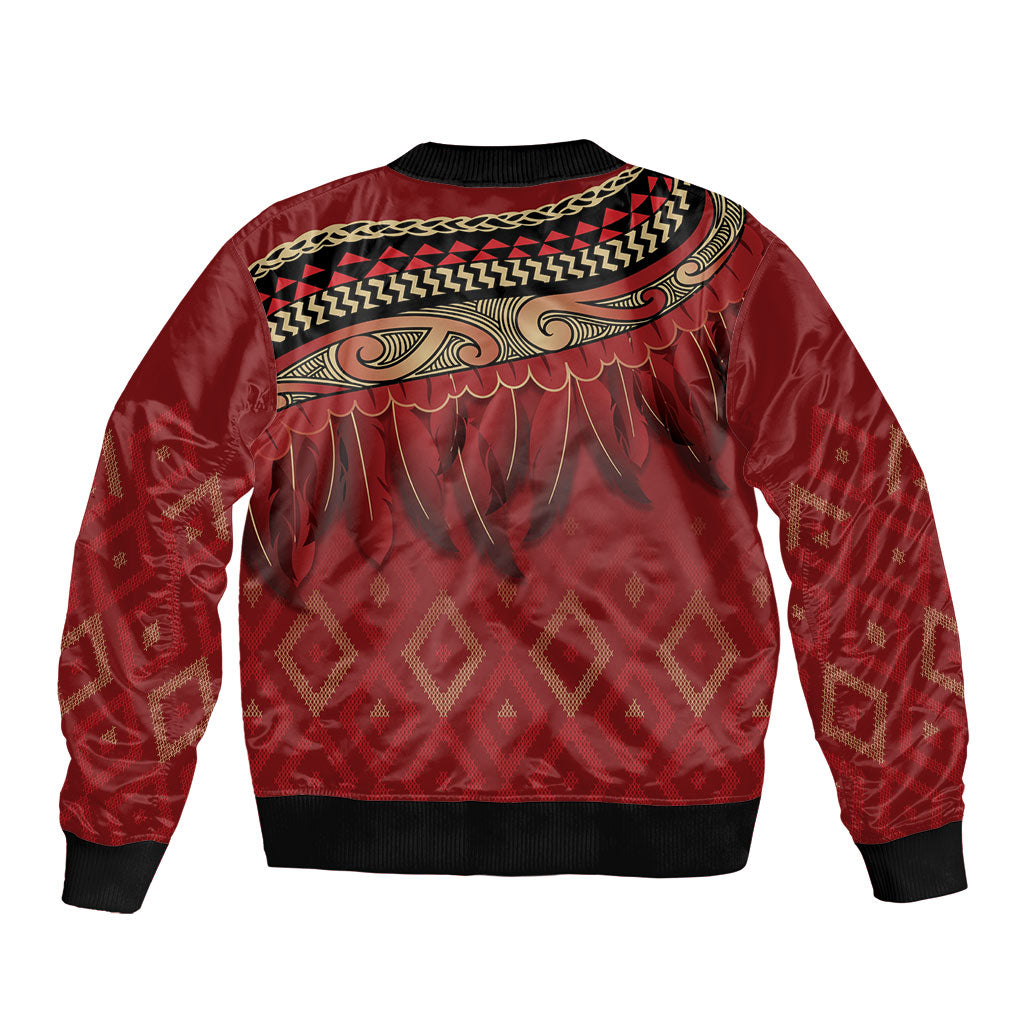 Aotearoa Maori Waikato Tainui Iwi Bomber Jacket Korowai Tukutuku Kaokao Motifs