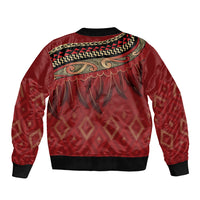 Aotearoa Maori Waikato Tainui Iwi Bomber Jacket Korowai Tukutuku Kaokao Motifs