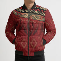 Aotearoa Maori Waikato Tainui Iwi Bomber Puffer Jacket Korowai Tukutuku Kaokao Motifs
