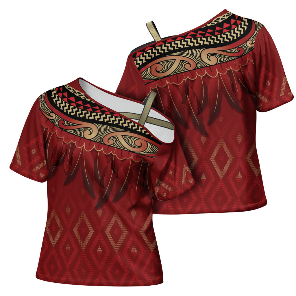 Aotearoa Maori Waikato Tainui Iwi Cross Shoulder Shirt Korowai Tukutuku Kaokao Motifs