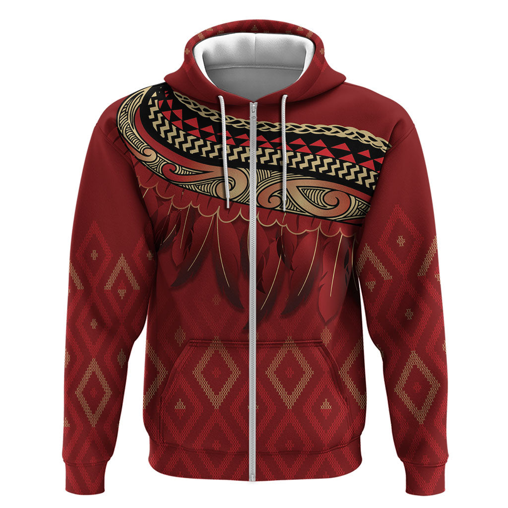 Aotearoa Maori Waikato Tainui Iwi Hoodie Korowai Tukutuku Kaokao Motifs