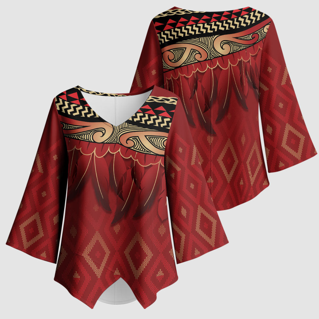 Aotearoa Maori Waikato Tainui Iwi Kimono Sleeve Blouse Korowai Tukutuku Kaokao Motifs