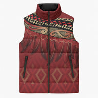 Aotearoa Maori Waikato Tainui Iwi Sleeveless Puffer Jacket Korowai Tukutuku Kaokao Motifs