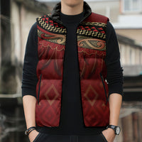 Aotearoa Maori Waikato Tainui Iwi Sleeveless Puffer Jacket Korowai Tukutuku Kaokao Motifs