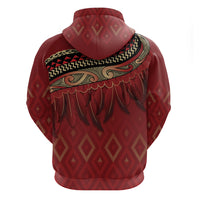 Aotearoa Maori Waikato Tainui Iwi Zip Hoodie Korowai Tukutuku Kaokao Motifs