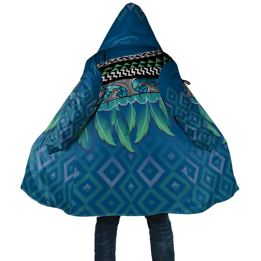 Aotearoa Maori Ngati Kahungunu Iwi Paua Blue Cloak Korowai Tukutuku Kaokao Motifs LT7 Unisex Green Blue - Polynesian Pride