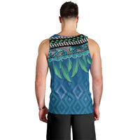 Aotearoa Maori Ngati Kahungunu Iwi Paua Blue Men Tank Top Korowai Tukutuku Kaokao Motifs