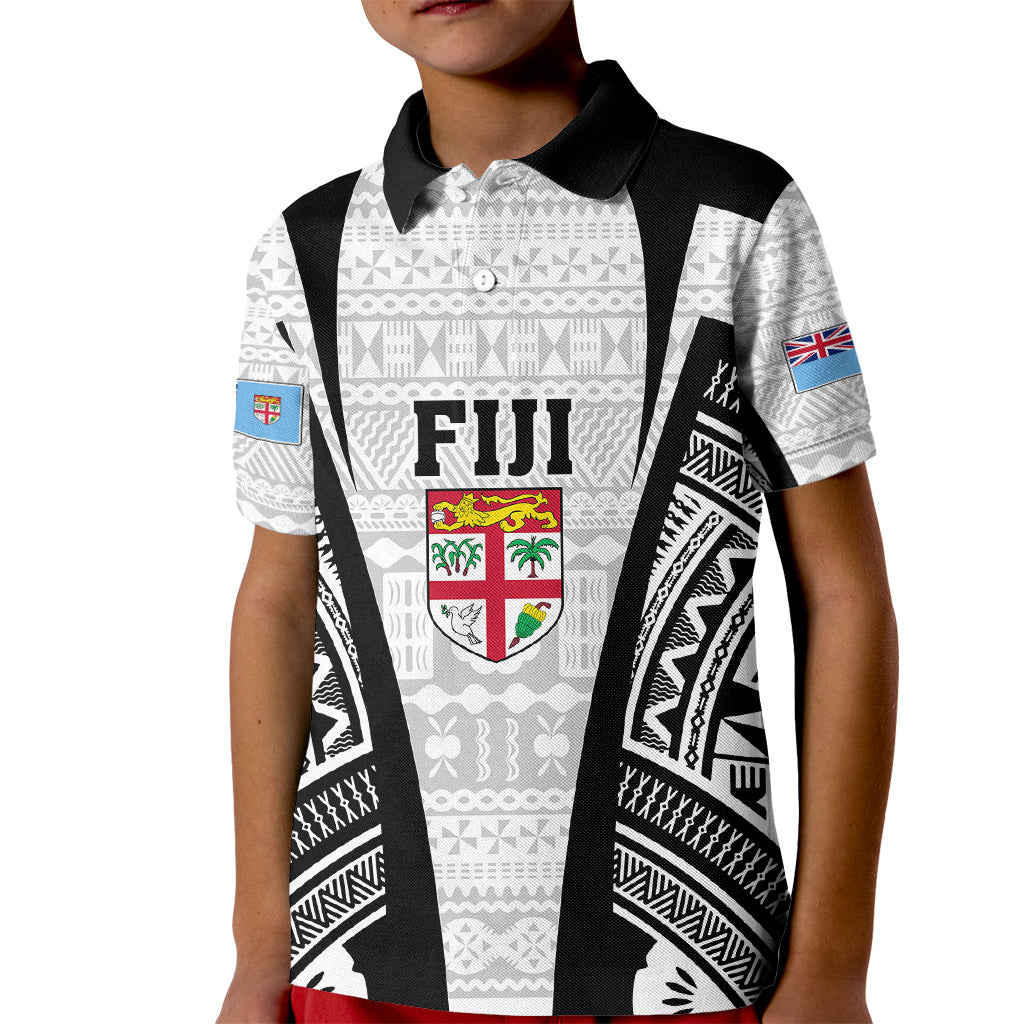 Personalised Fiji Rugby Kid Polo Shirt 2023 World Cup History Makers - White Ver LT7 Kid White - Polynesian Pride