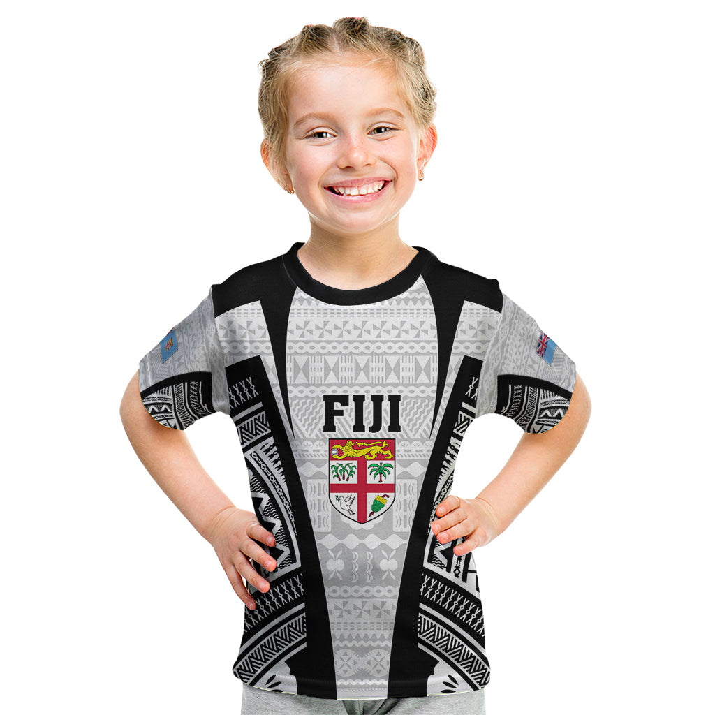 Personalised Fiji Rugby Kid T Shirt 2023 World Cup History Makers - White Ver LT7 White - Polynesian Pride