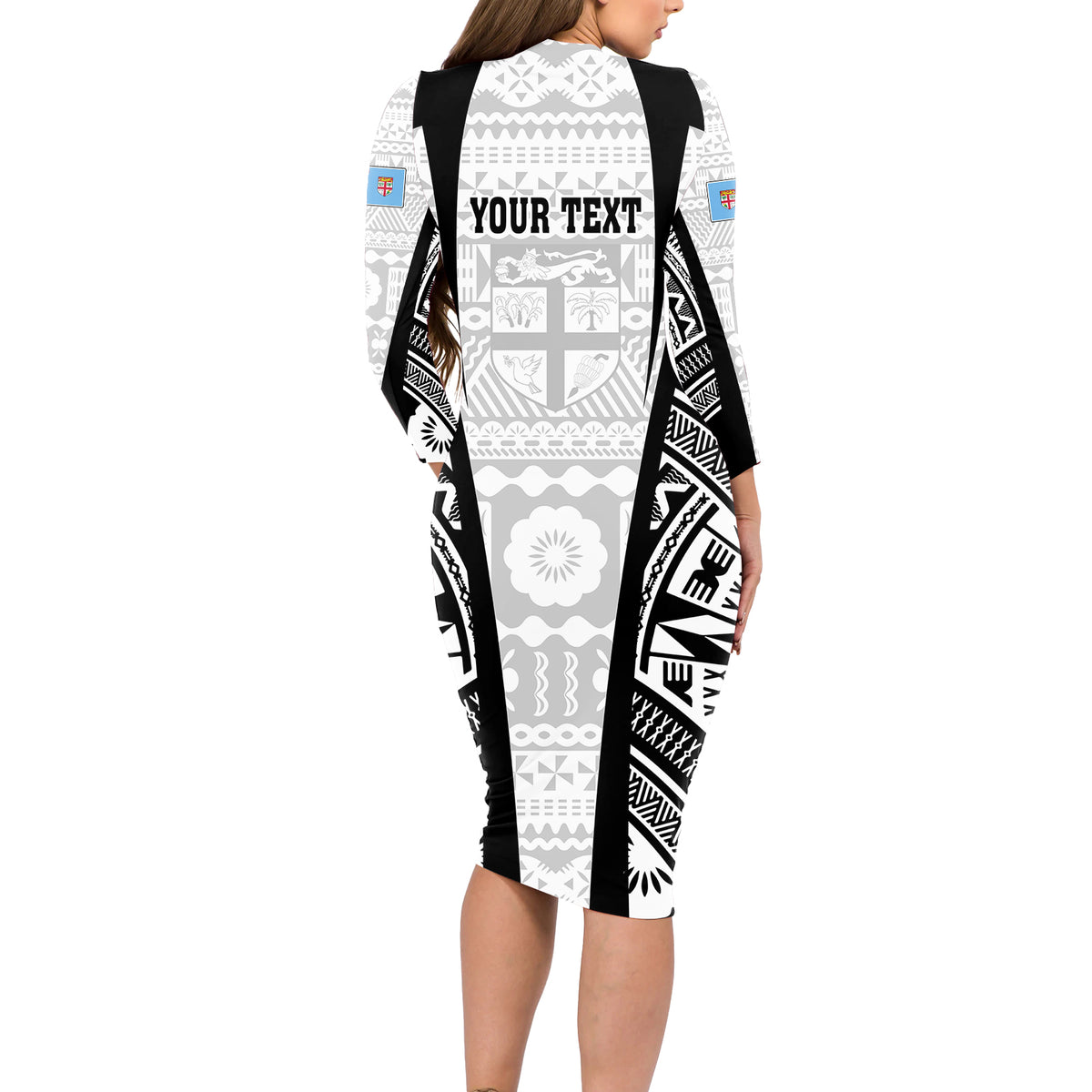 personalised-fiji-rugby-long-sleeve-bodycon-dress-2023-world-cup-history-makers-white-ver