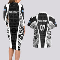 personalised-fiji-rugby-couples-matching-long-sleeve-bodycon-dress-and-hawaiian-shirt-2023-world-cup-history-makers-black-ver