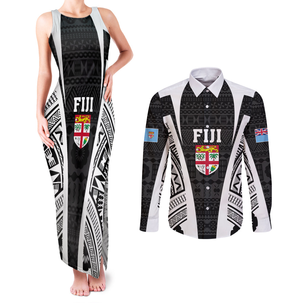 personalised-fiji-rugby-couples-matching-tank-maxi-dress-and-long-sleeve-button-shirts-2023-world-cup-history-makers-black-ver
