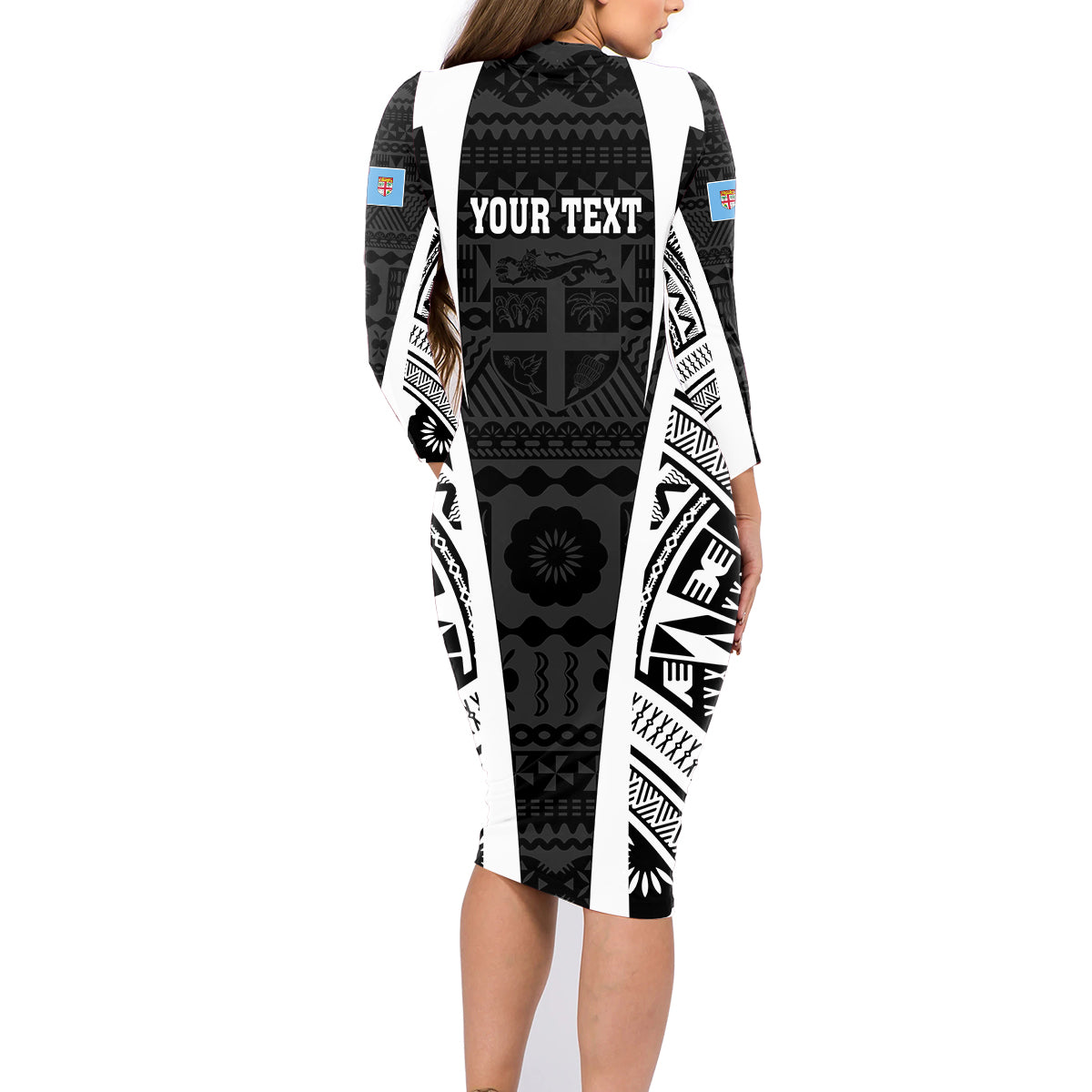 personalised-fiji-rugby-family-matching-long-sleeve-bodycon-dress-and-hawaiian-shirt-2023-world-cup-history-makers-black-ver