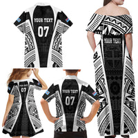 personalised-fiji-rugby-family-matching-off-shoulder-maxi-dress-and-hawaiian-shirt-2023-world-cup-history-makers-black-ver