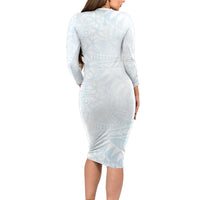 White Sunday Family Matching Long Sleeve Bodycon Dress and Hawaiian Shirt Plumeria Tatau Mix Tapa