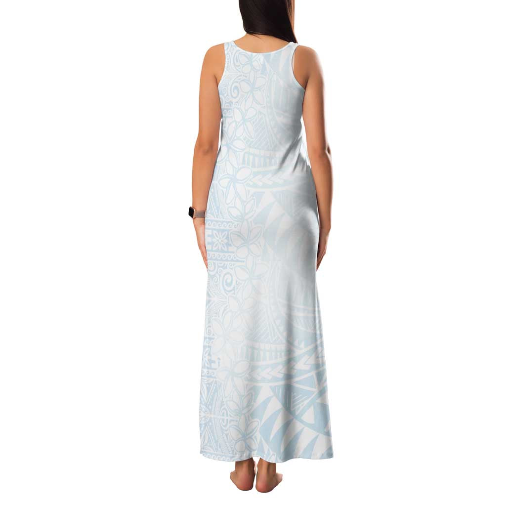 White Sunday Family Matching Tank Maxi Dress and Hawaiian Shirt Plumeria Tatau Mix Tapa