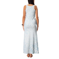 White Sunday Family Matching Tank Maxi Dress and Hawaiian Shirt Plumeria Tatau Mix Tapa