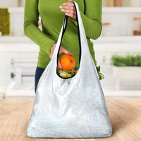 White Sunday Grocery Bag Plumeria Tatau Mix Tapa