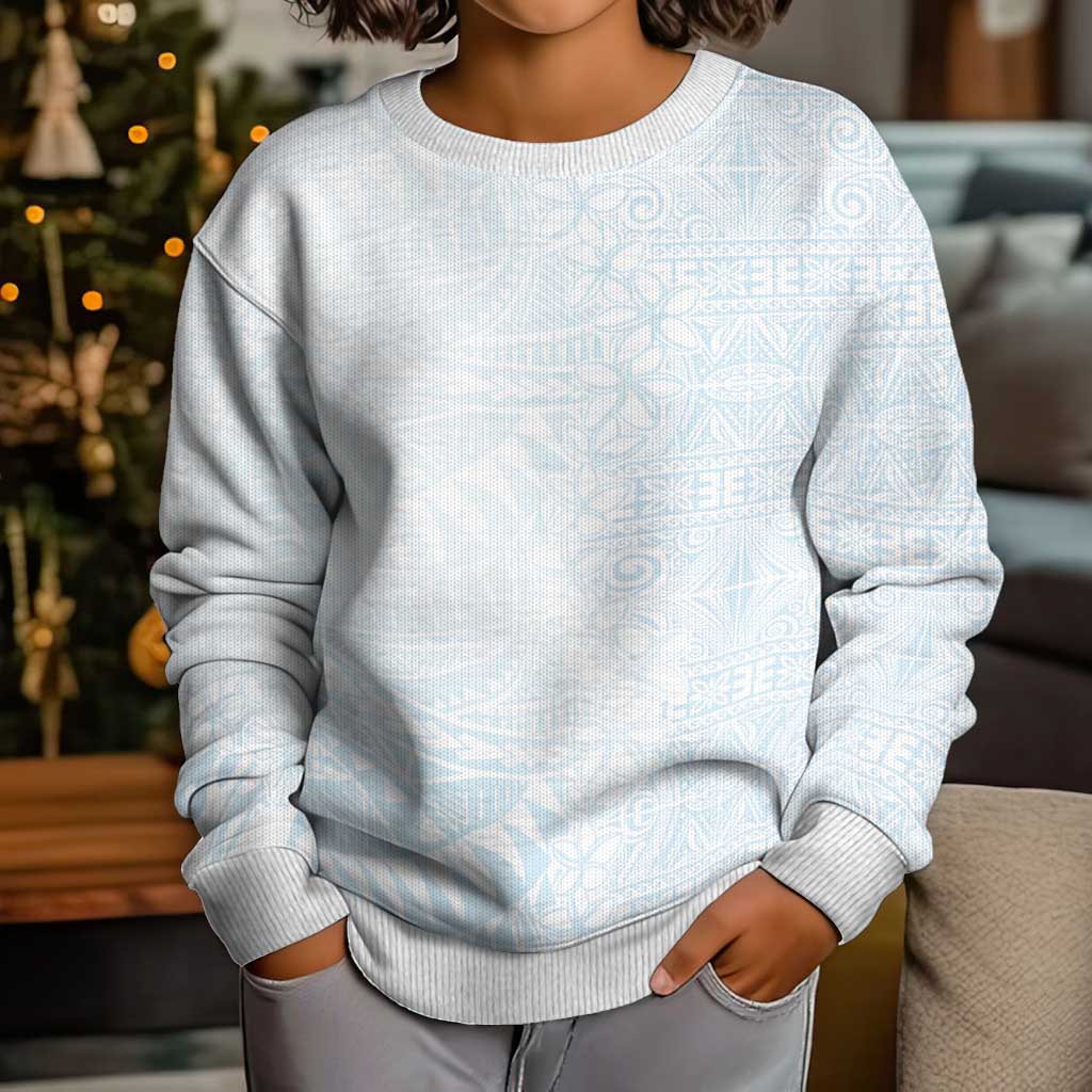 White Sunday Kid Ugly Christmas Sweater Plumeria Tatau Mix Tapa