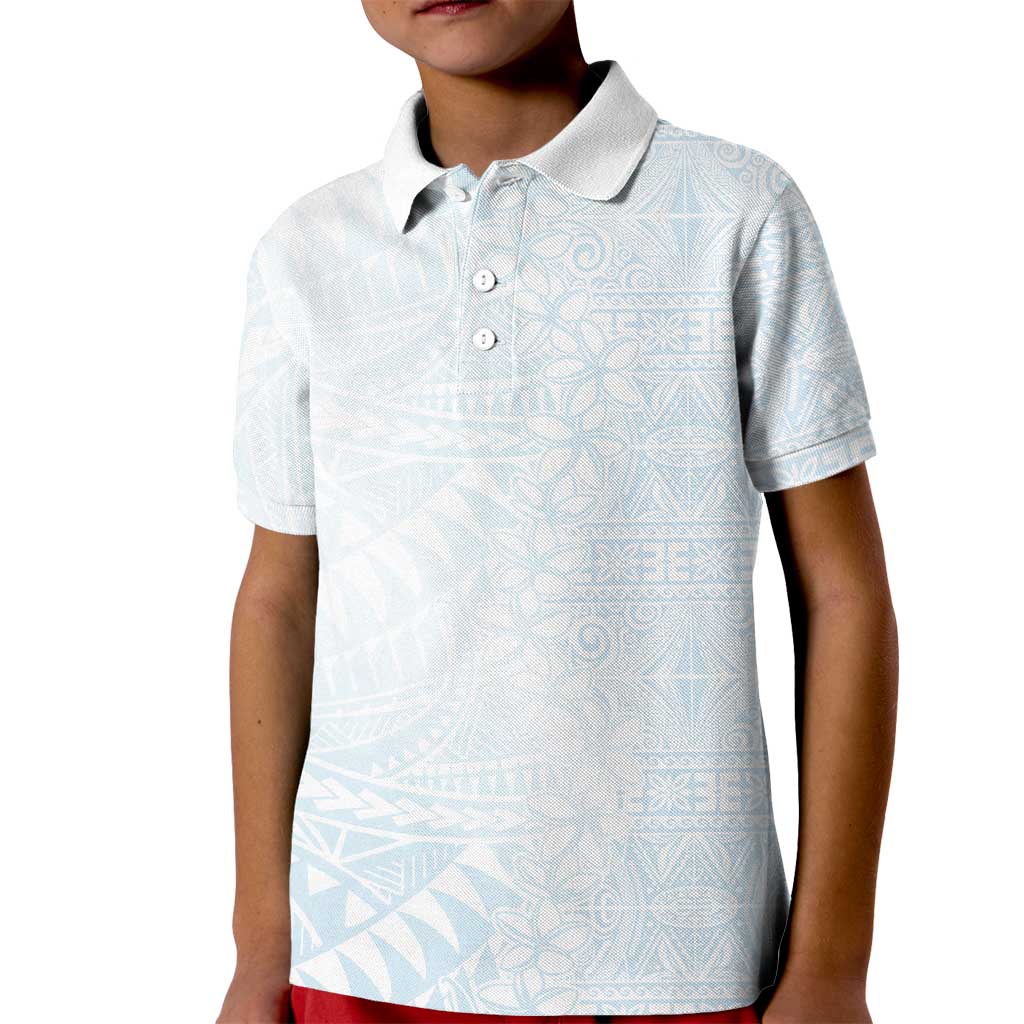 White Sunday Kid Polo Shirt Plumeria Tatau Mix Tapa LT7 Kid White - Polynesian Pride