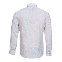 White Sunday Long Sleeve Button Shirt Plumeria Tatau Mix Tapa