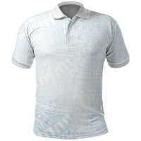 White Sunday Polo Shirt Plumeria Tatau Mix Tapa LT7 White - Polynesian Pride