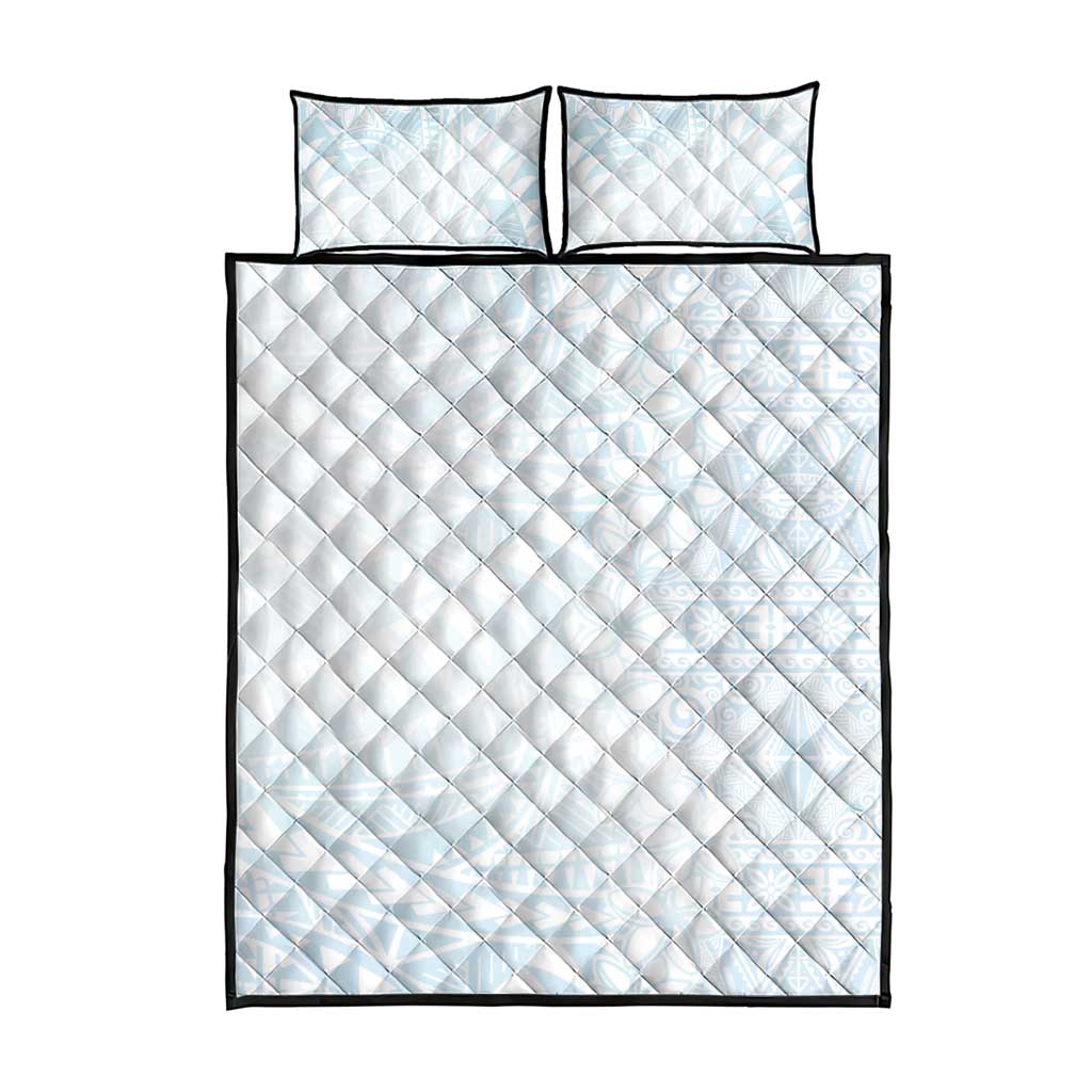 White Sunday Quilt Bed Set Plumeria Tatau Mix Tapa