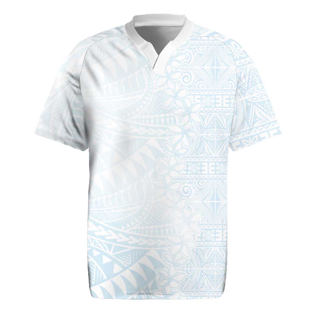 White Sunday Rugby Jersey Plumeria Tatau Mix Tapa