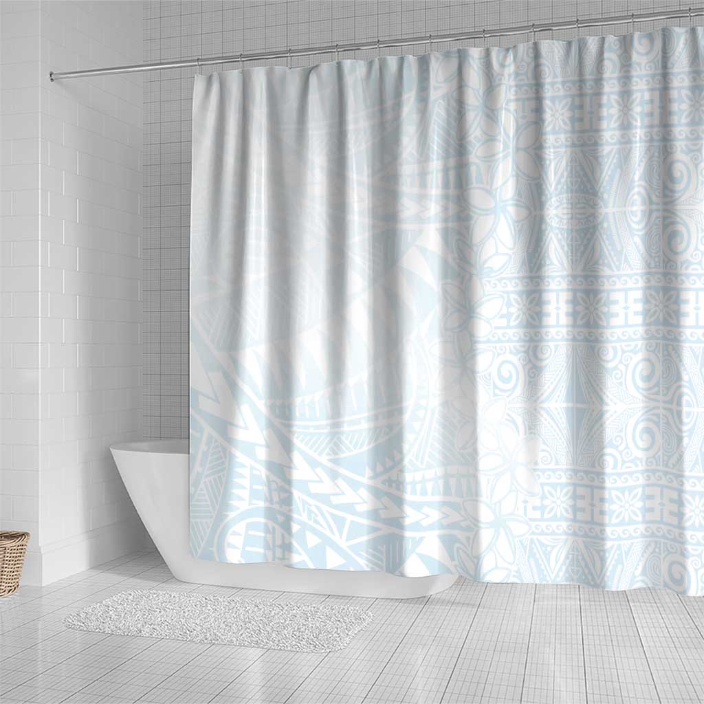 White Sunday Shower Curtain Plumeria Tatau Mix Tapa