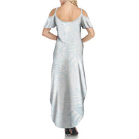 White Sunday Summer Maxi Dress Plumeria Tatau Mix Tapa LT7 - Polynesian Pride