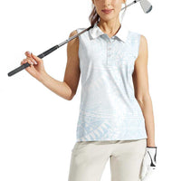 White Sunday Women Sleeveless Polo Shirt Plumeria Tatau Mix Tapa LT7 - Polynesian Pride