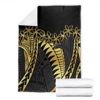 Polynesia Blanket Black & Gold Fancy Plumeria