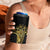 Polynesia Personalised 4 in 1 Can Cooler Tumbler Black & Gold Fancy Plumeria