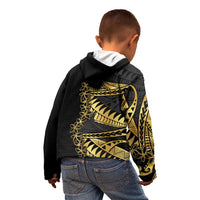 Polynesia Kid Hoodie Black & Gold Fancy Plumeria LT7 - Polynesian Pride