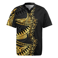 Polynesia Rugby Jersey Black & Gold Fancy Plumeria