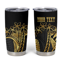 Polynesia Personalised Tumbler Cup Black & Gold Fancy Plumeria