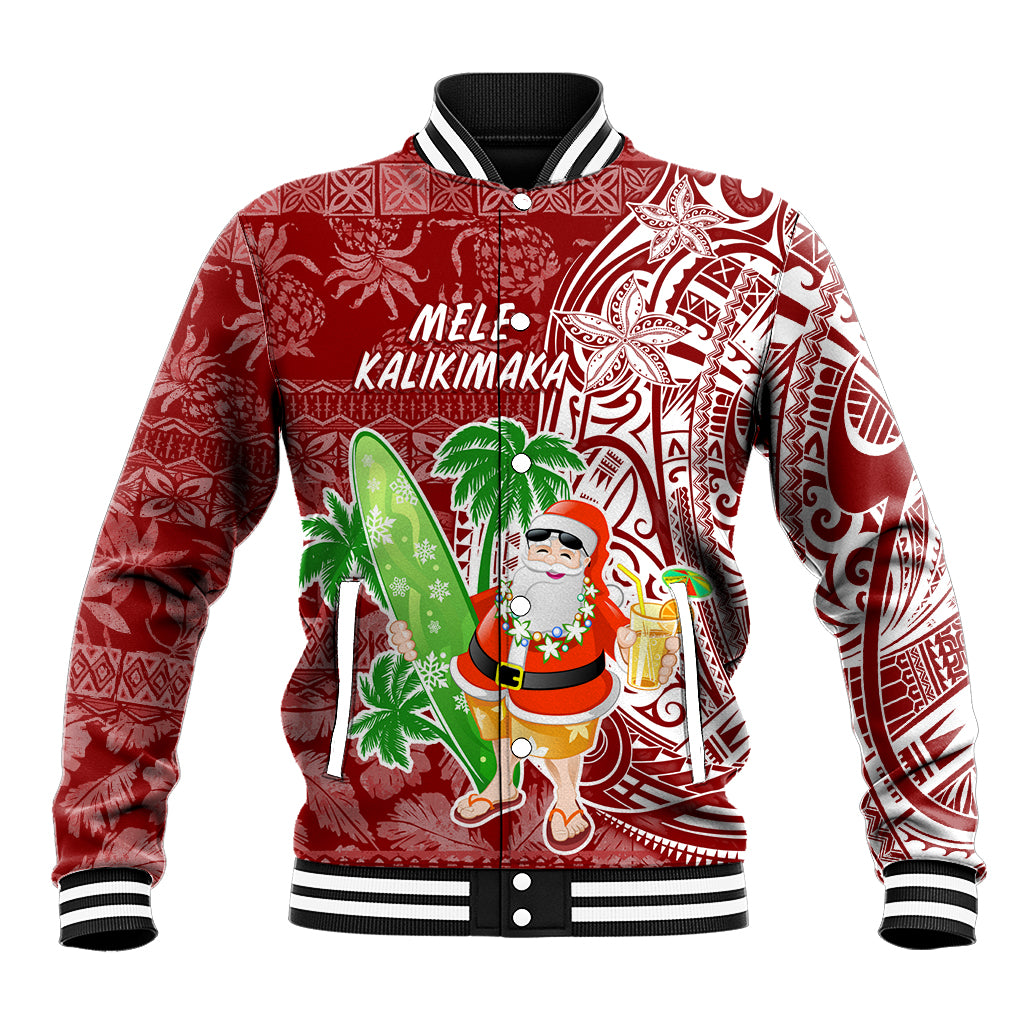 Hawaii Christmas Mele Kalikimaka Baseball Jacket Santa Claus LT7 Unisex Red - Polynesian Pride