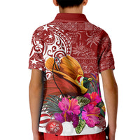 Papua New Guinea Christmas Kid Polo Shirt Bird-of-Paradise Special LT7 - Polynesian Pride