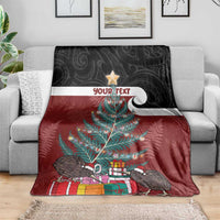 Personalised New Zealand Maori Christmas Blanket Xmas Fern Mix Kowhawhai