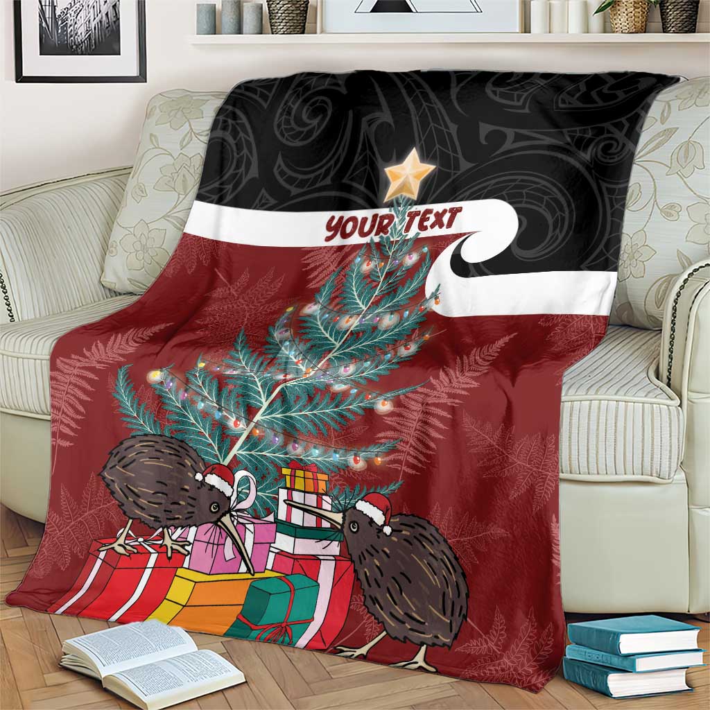 Personalised New Zealand Maori Christmas Blanket Xmas Fern Mix Kowhawhai