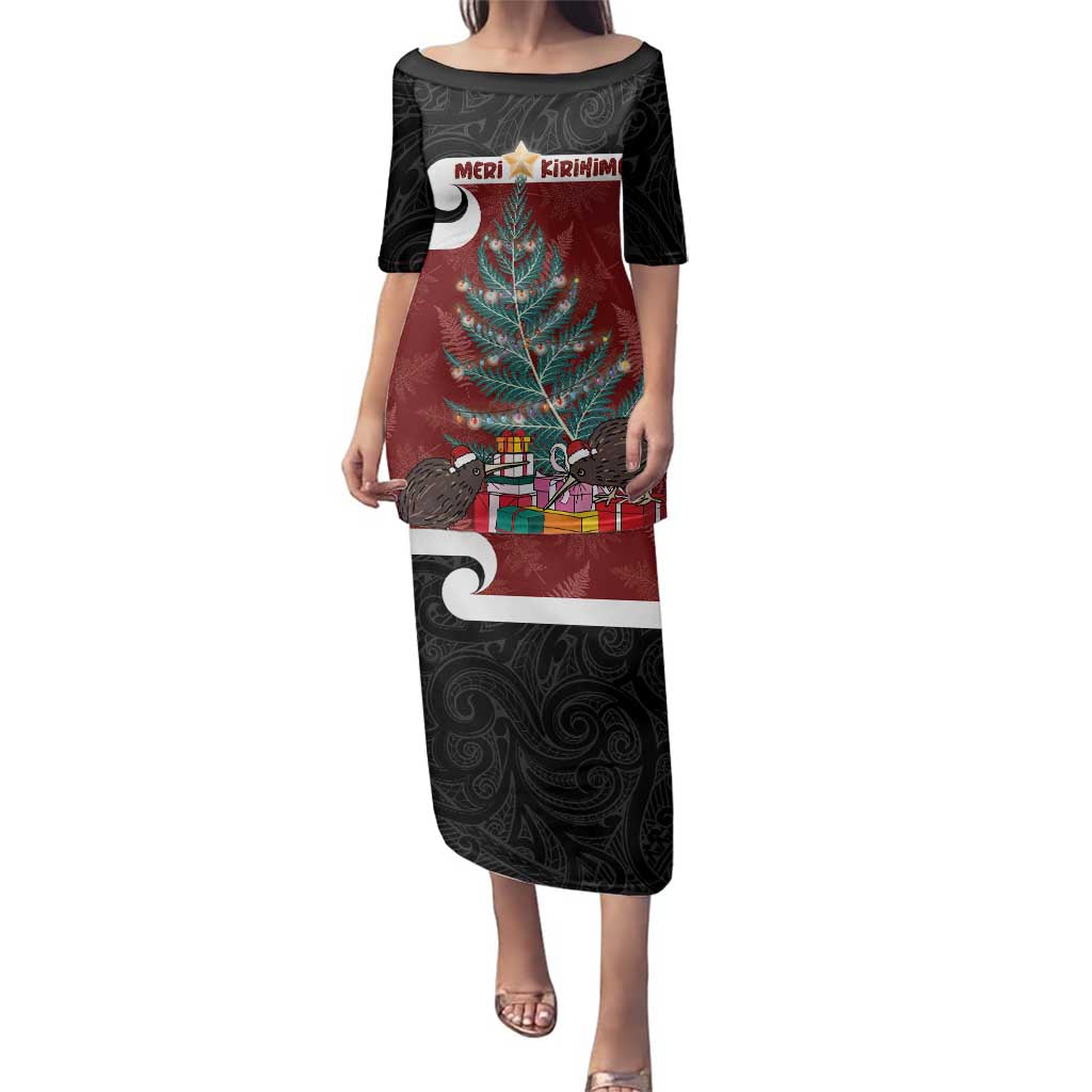 Personalised New Zealand Maori Christmas Family Matching Puletasi and Hawaiian Shirt Xmas Fern Mix Kowhawhai