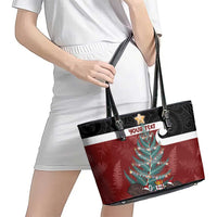 Personalised New Zealand Maori Christmas Leather Tote Bag Xmas Fern Mix Kowhawhai LT7 - Polynesian Pride